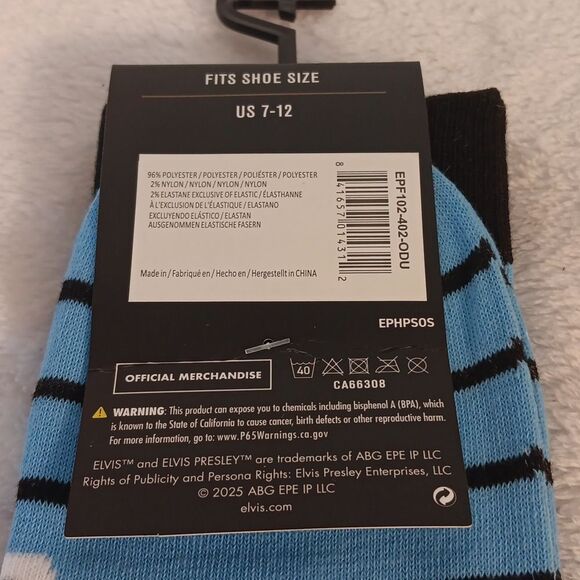 Elvis Presley Blue Striped Socks - Picture 3 of 5